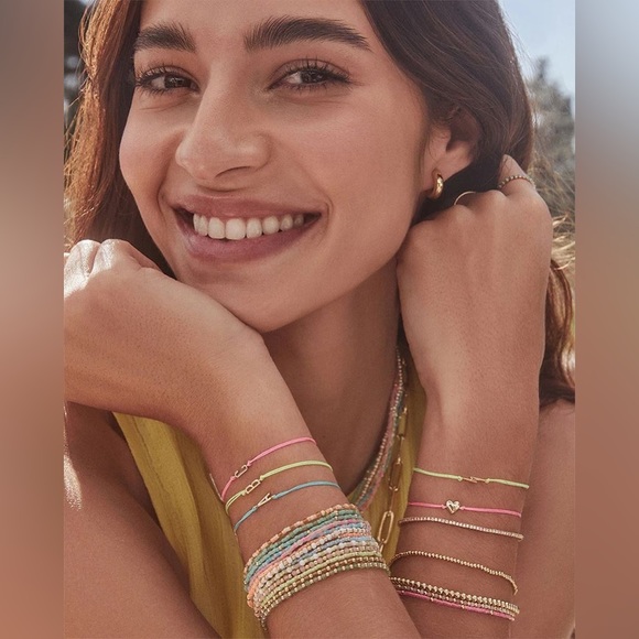 Only 1 Left Gorjana New Vibrant Pink Heart Prism Bracelet 18k Gold Plated Brass - Picture 3 of 6